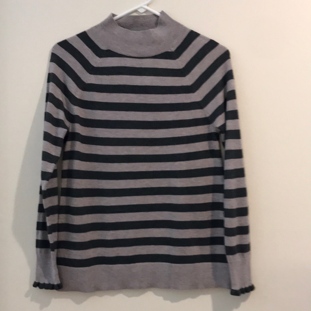Loft Mock Neck Stripe Sweater, XSP, NWT
